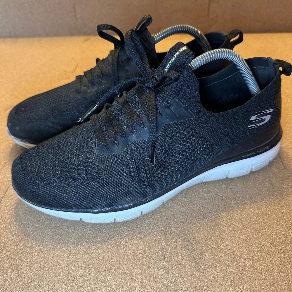Skechers Dual-Lite Womens 11 Black Knit Mesh‎ Athletic Sneakers Trainers 12885W